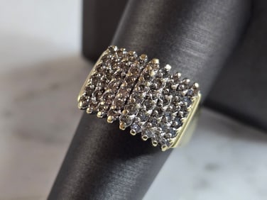 Womens Vintage Estate 10K Yellow Gold Diamond Cluster Ring