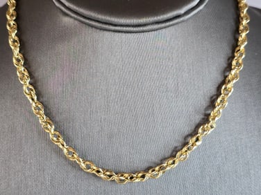 Womens Vintage Estate 10K Yellow Gold Link Necklace