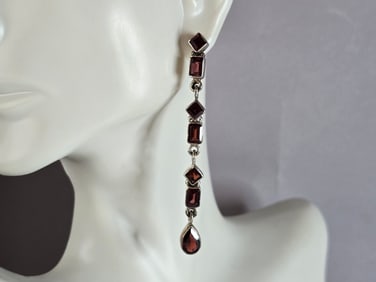 Womens Vintage Estate Sterling Silver Modernist Earrings