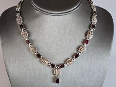 Womens Vintage Estate Sterling Silver Modernist Necklace