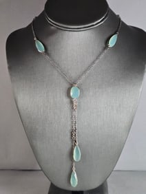 Womens Vintage Estate Sterling Silver Modernist Pendant Necklace