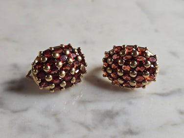 Womens Estate Sterling Silver Gold Tone Modernist Earrings