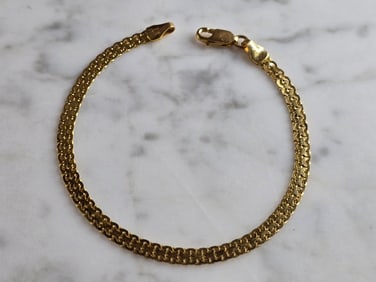 Womens Vintage Estate 18K Yellow Gold Chain Bracelet