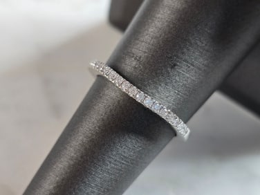 Womens Vintage Estate 14k White Gold Diamond Ring