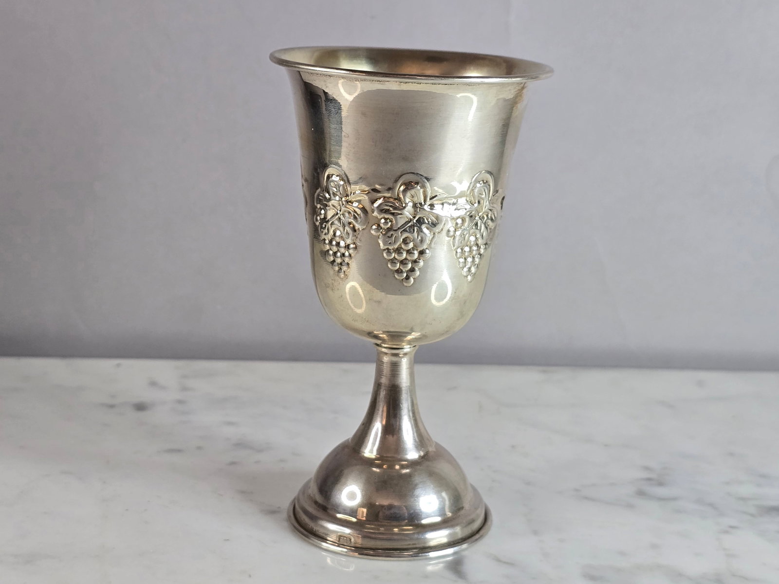 Vintage Jewish Judaica 800 Silver Shabbat Kiddush Cup Plate (1 of 6)