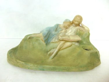 ANTIQUE FRENCH ART NOUVEAU INK WELL BY EDMOND LACHENAL