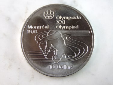 1975 $10 Canadian '76 Montreal Summer Olympics Silver Coin