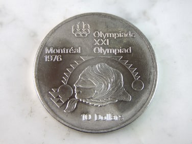 1975 $10 Canadian '76 Montreal Olympics Silver Coin