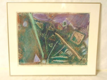 Vintage Modern Abstract Pastel Drawing by S. Keyes