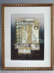 Vintage Estate World Maps II Signed & Framed Art Print