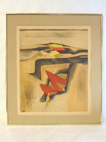 Vintage Modern Abstract Serigraph Etching Signed