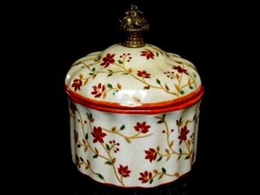 VICTORIAN ART NOUVEAU PORCELAIN & BRONZE TRINKET BOX