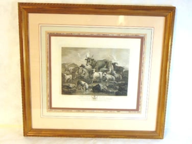 VINTAGE ANTIQUE ENGRAVING GOATS HERD LONDON