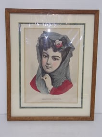 VINTAGE CURRIER & IVES BEAUTIFUL BRUNETTE PRINT