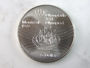 1976 $5 Canadian '76 Montreal Summer Olympics Silver Coin