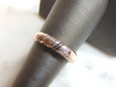 Womens Vintage Estate Sterling Silver CZ Stone Ring