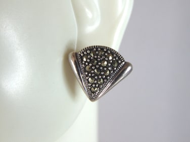 Womens Vintage Estate Sterling Silver Modernist Earrings