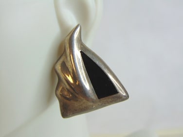 Womens Vintage Sterling Silver Modernist Earrings