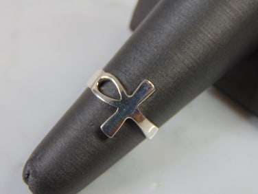 Womens Vintage Estate Sterling Silver Ankh Ring