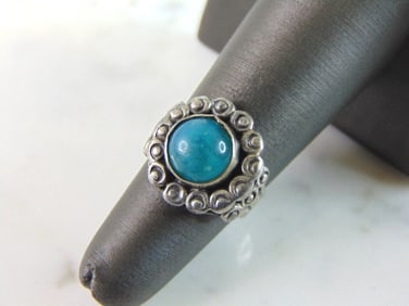 Womens Sterling Silver Southwestern Turquoise Ring