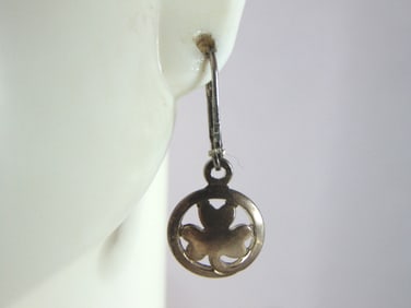Womens Vintage Estate Sterling Silver Clover Earrings