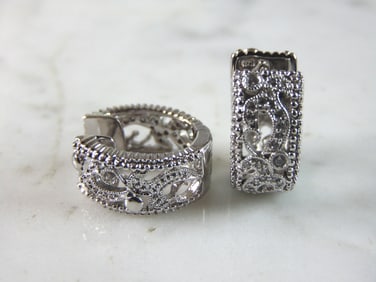 Womens Vintage Estate Sterling Silver Modernist Earrings