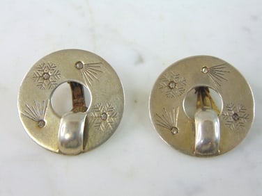 Womens Sterling Silver Clip On Snowflake Earrings