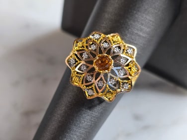 Womens Vintage Estate 22K Yellow Gold Citrine Filigree Ring