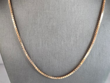 Womens Vintage Estate Sterling Rose Gold Italian Box Link Necklace