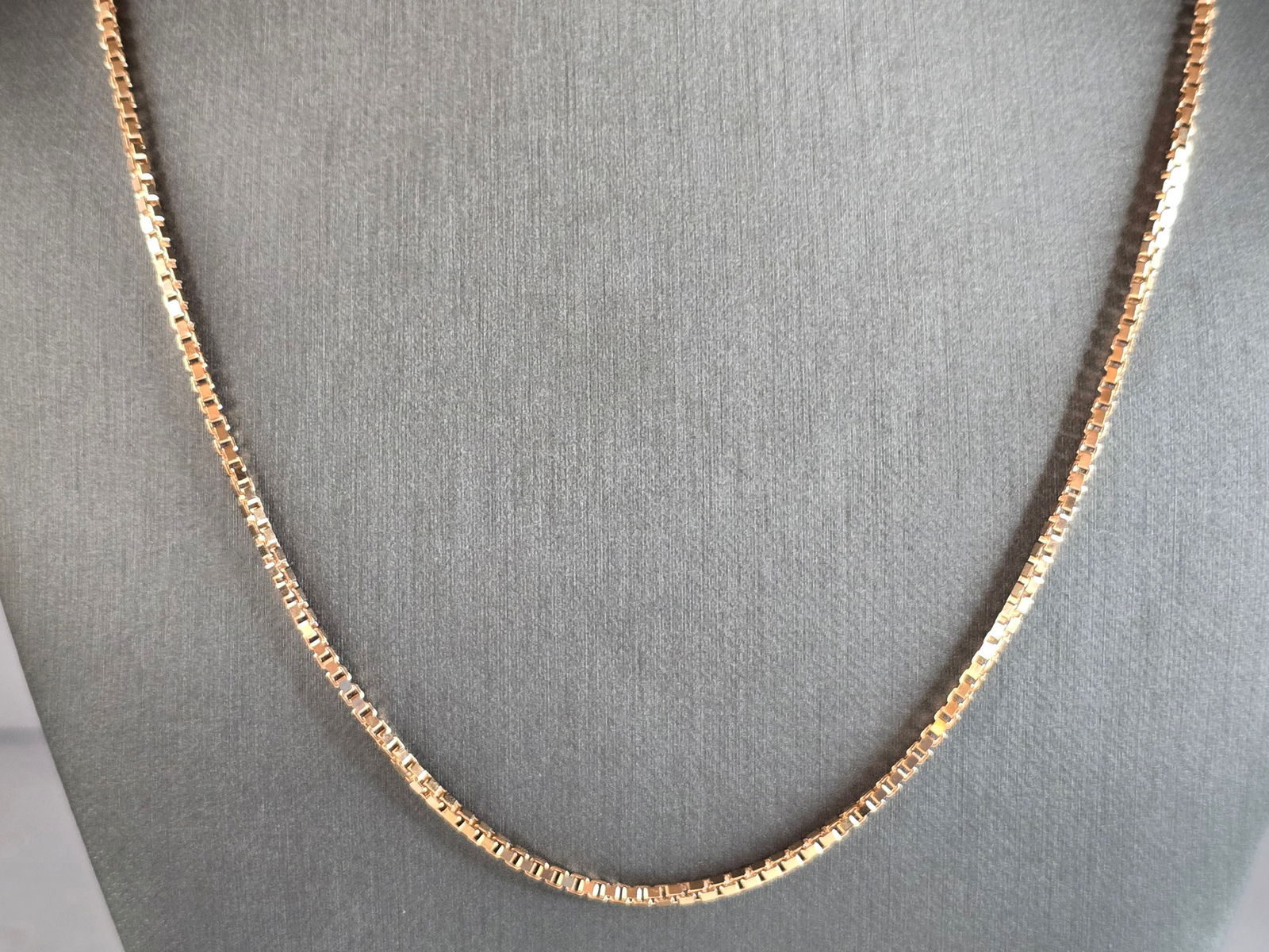 Womens Vintage Estate Sterling Rose Gold Italian Box Link Necklace (1 of 4)