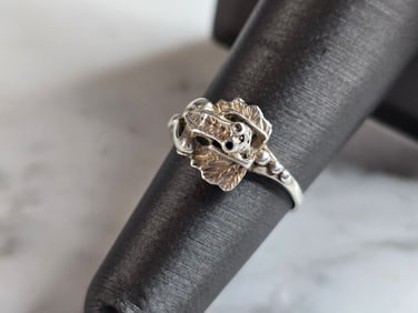 Womens Vintage Estate Sterling Silver Frog Ring