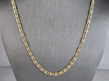 Womens Vintage Estate 14k Mixed Gold Chain Link Necklace