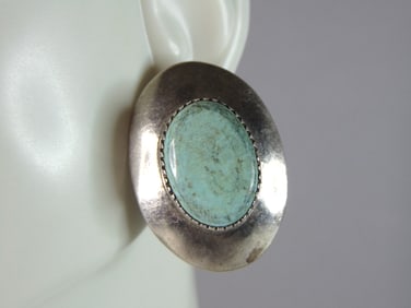 Womens Vintage Estate Sterling Silver Turquoise Earrings
