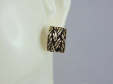 Womens Vintage Sterling Silver Modernist Earrings