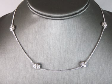 Women's Vintage Estate Sterling Silver CZ Necklace