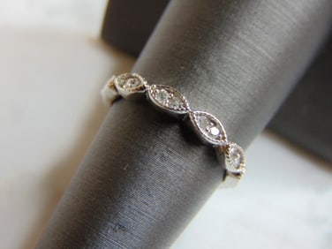 Womens Vintage Estate 14K White Gold Diamond Ring