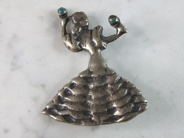 Womens Vintage Estate Sterling Silver Salsa Dancer Brooch