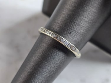 Womens Vintage Estate 14k White Gold Diamond Ring