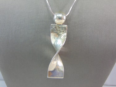 Vintage Sterling Silver Modernist Hammered Pendant