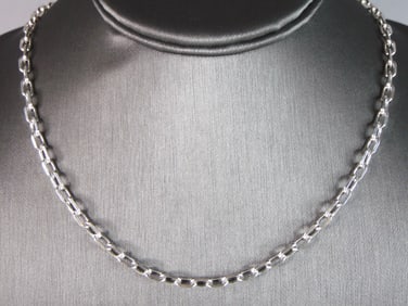Mens Vintage Estate Sterling Silver Chain Link Necklace