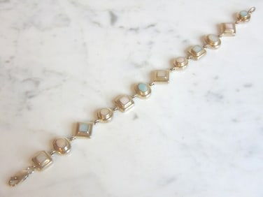 Womens Vintage Sterling Silver Multi Stone Bracelet