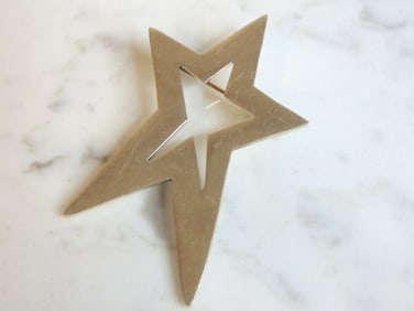 Womens Vintage Estate Sterling Silver Star Brooch