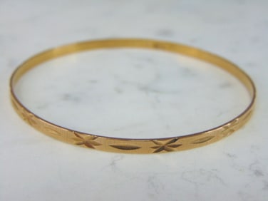 Womens Vintage Estate 18k Yellow Gold Bangle Bracelet