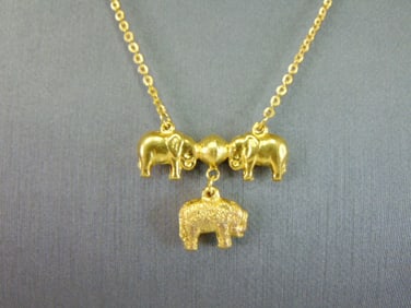 Womens 22K Yellow Gold Hindu Elephant Necklace