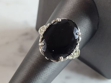 Womens Vintage Estate Sterling Silver Smokey Quartz Kabana Ring