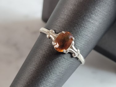 Womens Vintage Estate Sterling Silver Citrine Colored Kabana Ring