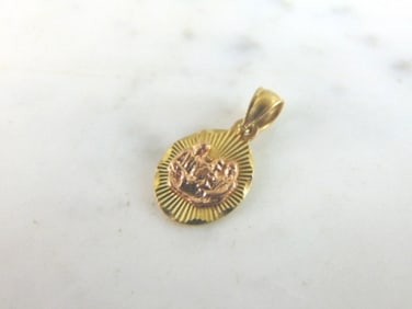 Vintage 14K Yellow & Rose Gold Religious Pendant