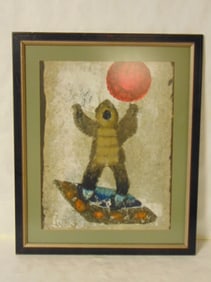 RARE VINTAGE KARL MAY ESKIMO SERIGRAPH PAINTING