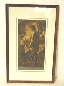 Antique Litho Print of Galahad w/ Horse