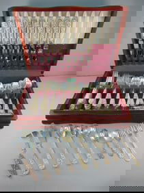 Antique Sterling Kirk Stieff Repousse Flatware 105pcs